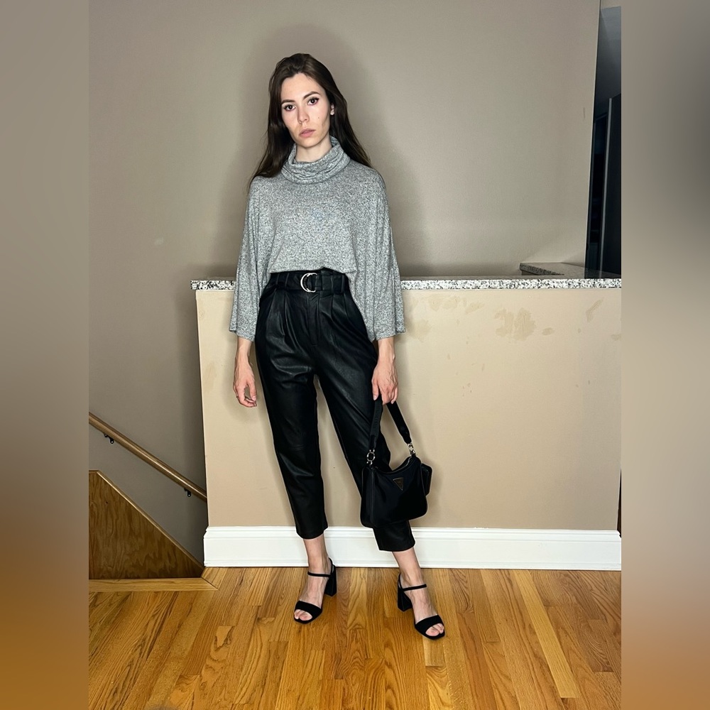 Black eco-leather pants.Brand Stradivarius.Size US 2, EUR 34.Condition like new.